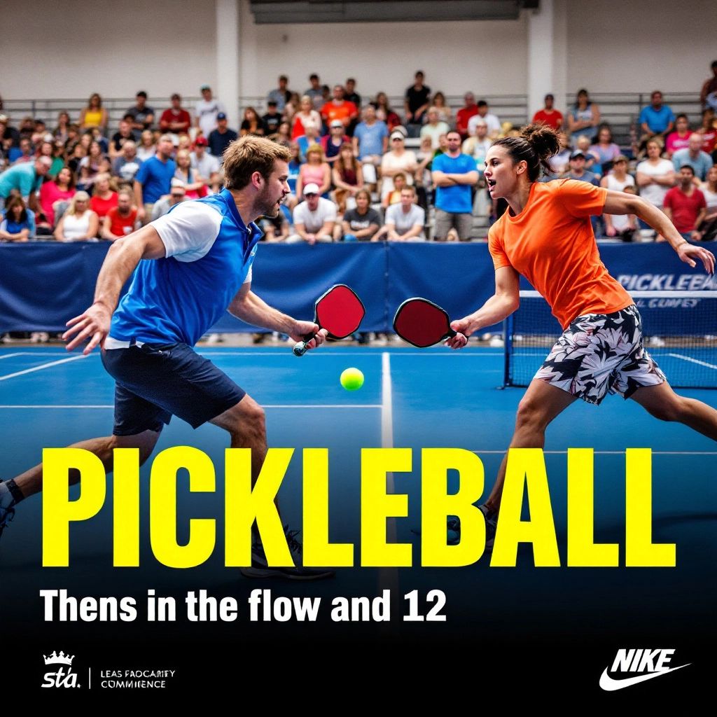 Players engaged in a competitive pickleball match on court.