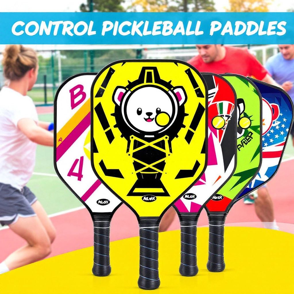 Players using control pickleball paddles on a court.