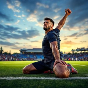 Athlete warming up on the field before a game.