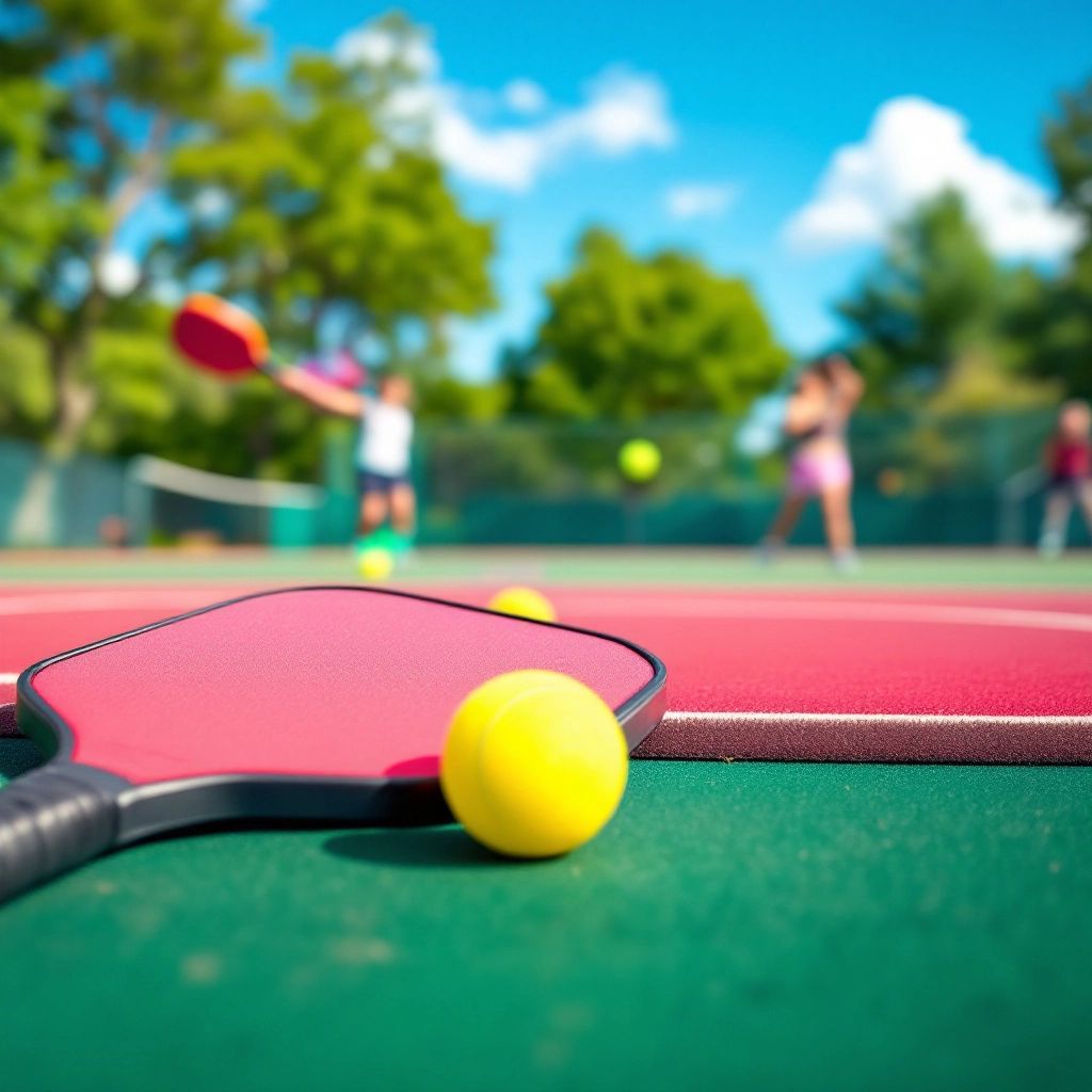 Players enjoying a game of pickleball on the court.