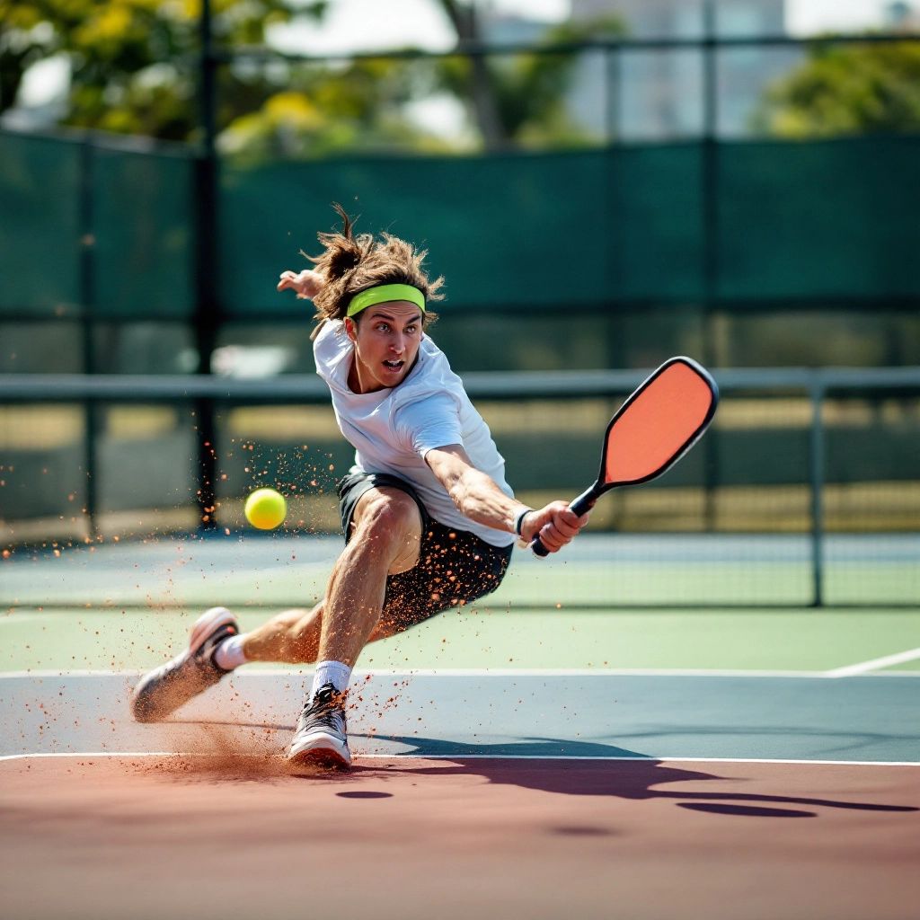 A player serving a pickleball on a court.